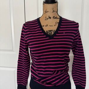 Vintage Pink & Black Striped Long sleeve Top